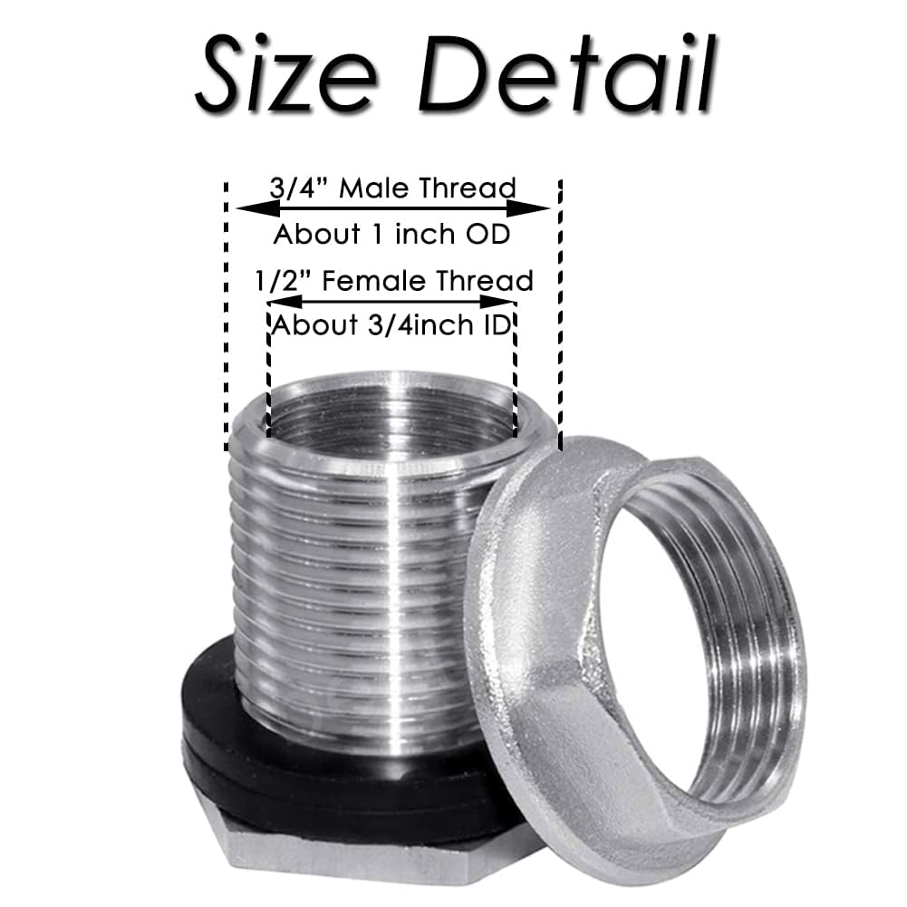 Beduan Bebedero de pezón de cerdo de acero inoxidable 304 con accesorios de mamparo hembra de 1/2 pulgada para kit de barril, alimentador automático, bebedor de agua duradero, antioxidante (juego de