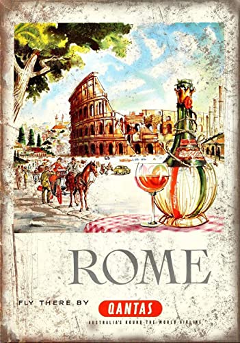Mulrcks Rome Italy Plaque murale vintage en métal de 20,3 x 30,5 cm pour café, restaurant, hôtel, bar, ferme, jardin Cover