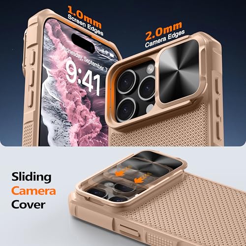 Image of Magnetic for iPhone 16 Pro Case [Slide Camera Cover] [Compatible with Magsafe] [Kickstand] [Military Grade Protection] Shockproof Rugged Case for iPhone 16 Pro,Rose Gold