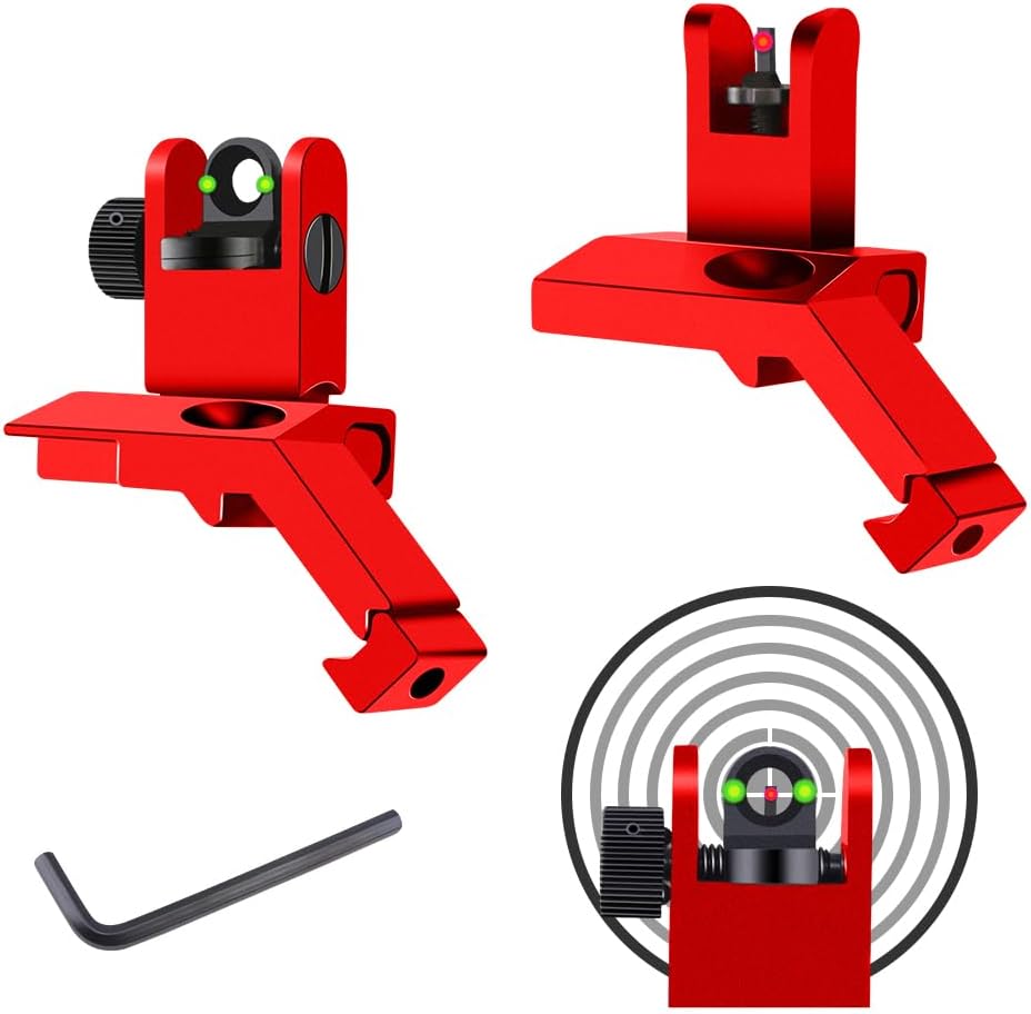 Fiber Optic 45 Degree Offset Iron Sight Set - Rapid Transition 45 Degree Front and Rear Backup Sights for Picatinny Rail