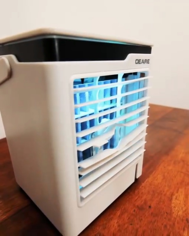 Climatiseur Mobile, USB Ventilateur Refroidisseur D'air Mini Refroidisseur 4 en 1 Climatiseur Portable 3 Vitesses de Vent et 7 Couleurs de LED, Humidificateur, Ventilateur pour Maison/Bureau - Image 8