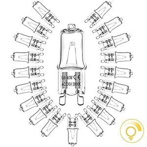 Eande Eco, 20-delige G9 halogeenlamp, 40 W, dimbaar, Eco, ovenlamp, G9-gloeilamp, halogeenlamp, G9, geschikt voor kachellampen met hoge temperaturen tot 300 graden Celsius, G9-fittinglamp, 230 V, 2800 K, warm wit, 470 lumen, 99Ra