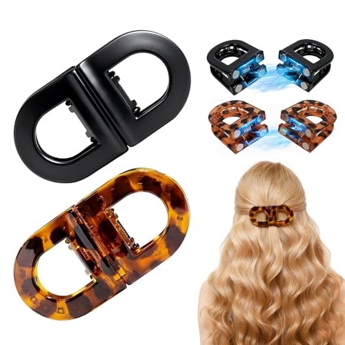 ADNIWT 2 PCS magnetic hair clips, Strong Hold No-Slip No Crease, Seamless 2-in-1 Design for Easy...