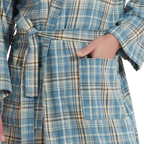 Men's Robe-Polyester Flannel Ultra-Lightweight Bathrobe for Unisex,Scottish Plaid Style Shawl Collar Bathrobe2