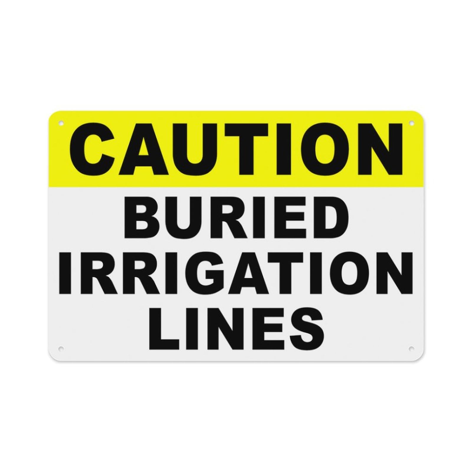 Peiyeety A07 Caution Buried Irrigation Lines Sign Aluminum Tin Warning Signs For Home Outdoor Garden 12X16 Inches