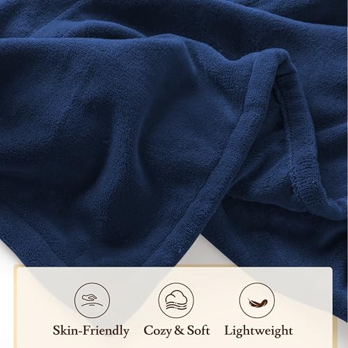 BRILLIO Electric Heated Blanket 72"×84" Full Size, Buttery-Soft for Bed, Office, Sofa - 4 Heat Settings & 10H Auto-Off for Safe Overnight Use, Fast Heating, Machine Washable, Dark Blue — view 6