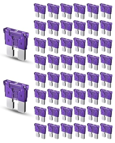Riseuvo 50pcs 3A Standard Car Fuses - 3 AMP Automotive Fuses(ATO/APR/ATS) 32V (12/24V) Blade Fuse for RV/Truck/SUV