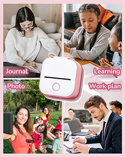Memoqueen Mini Pocket Sticker Printer T02 Mini Pocket Thermal Printer, Wireless Bluetooth Photo Printer For Diy Journal, Note, Memo, Photo, Mini Portable Printer Compatible With Ios & Android, Pink #TOP7