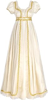 Regency Dress Women Regency Costume Champagne Gold Empire Victorian Gown