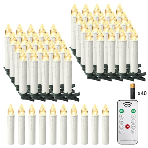 UISEBRT 40er LED Kerzen mit Fernbedienung Warmweiß Weihnachtskerzen...