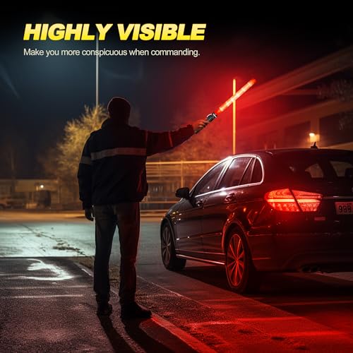 Image of E-riding 40 Pack Traffic Wand, 21 Inch Traffic Control Wand with 3 Flashing Modes & Side Clip, LED Safety Baton for Traffic Control, Parking, Aircraft, Car Directing