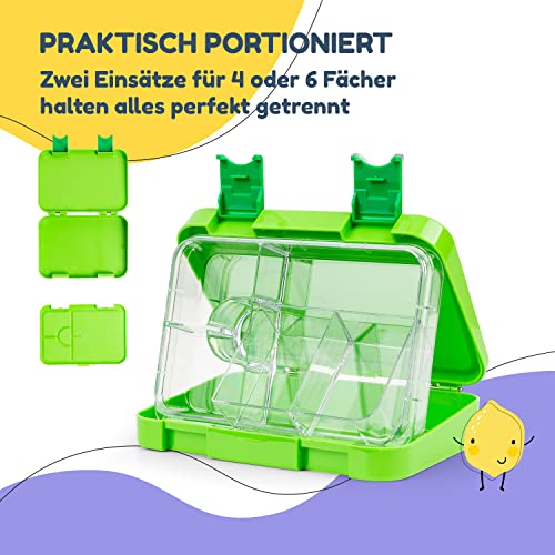 Schmatzfatz Junior Lunchbox für Kinder – Bento-Box mit herausnehmbarem Einsatz mit 4 oder 6 Fächern, auslaufsicher… – Ansicht 4