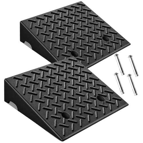 KROAK Heavy-Duty Rubber Curb Ramps 2-Pack 6 Height & Extra-Wide 18.8 Width Supports 11800LBS Non-Slip Driveway Ramps for Cars Scooters Lawn Mowers & Motorcycles
