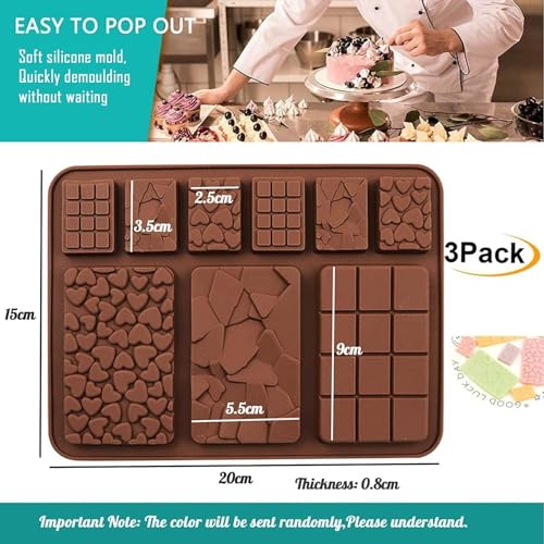 Image of Silicone 9 Cavity Multi Bar Chocolate Mold /Chocolate Making And Shaping Mould /Waffle Shape Chocolate Mould For Jelly, Candy, Fondant,20X15X2.5 Cm