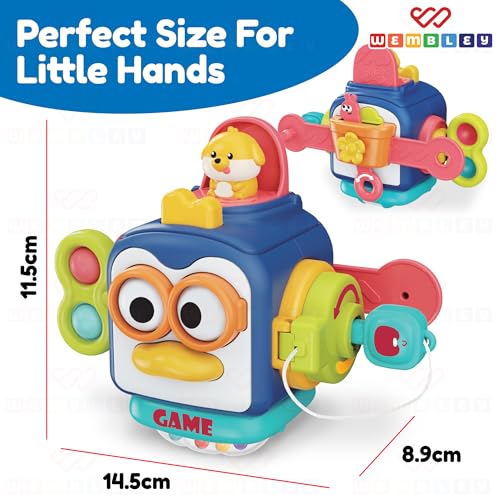 Image of Wembley Montessori Toys for 1+ Year Old Boy Birthday Gift | 6 in 1 Activity Cube Baby Toys Busy Board for Toddlers 1-3 | Fine Motor Skill Development Interactive Sensory Educational Flight Travel Toy