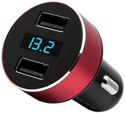 Cargador de coche, 12 V/24 V, puerto dual USB 4,8 A, adaptador de metal para coche con pantalla digital LED, volt?metro de panel de voltaje, carga r?pida a toda velocidad para iPhone, iPad, iPod