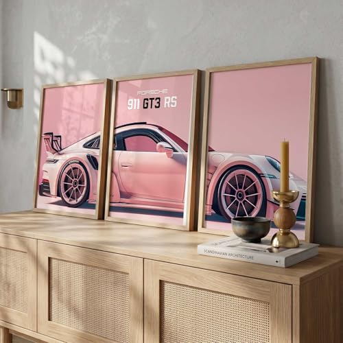 Image of walllane Big Porsche Car Framed Posters Gift Items for Boys Room Wall Decoration Bedroom Living Room Office Studio Decor | Car Poster Frame for Wall Decor Set Of 3 Size (19x25 inch), Framed