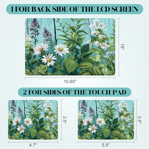 Image of Laptop Skin Sticker Decal, 12 inch 13 inch 13.3 inch 14 inch 15 inch 15.4 inch 15.6 inch Personalized Universal Vinyl Notebook Skin Sticker Cover Art Protector Decal, Green Plant Flowers