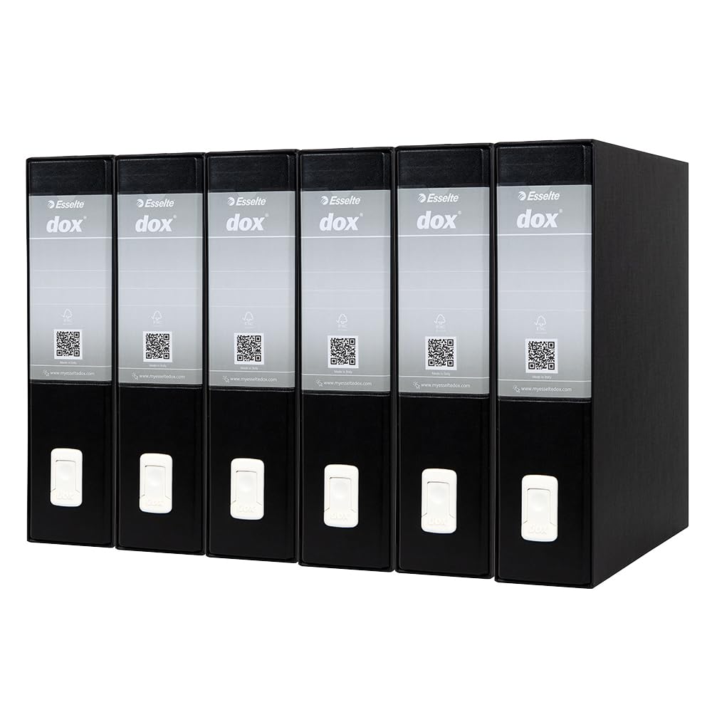 Esselte DOX 2 Lever Arch File Protocol D8, A4, Black, Pack of 6 — image 1
