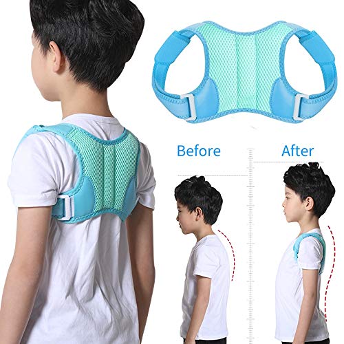 Corrector de Postura Ajustable para niños， cinturón de Soporte de Espalda， corsé ortopédico para niños， Tirantes para la Columna Vertebral， Espalda， lumbares y，Blue-M