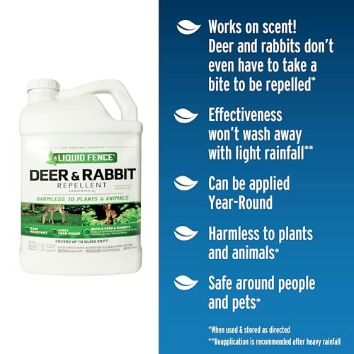 Image of Liquid Fence Deer And Rabbit Repellent Concentrate 2.5 Gallons, 2 Pack | Use to Treat on Gardens, Flowers, Shrubs, Trees & Vines, Covers up to 50,000 Sq. Ft., Harmless to Plants & Animals