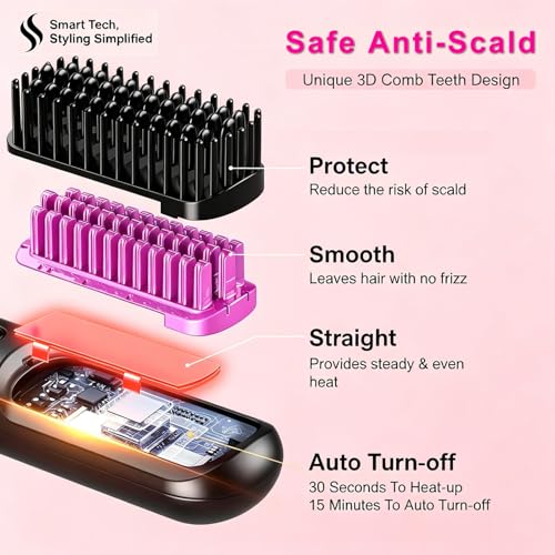 Quick Styling Cordless Heated Straightening Brush – 2026 Upgraded Version, Perfect for Travel, Business, Outdoor Shooting, On-the-Go Quick Frizz Taming, Ionic & Ceramic Hair Care, No Hair Damage — view 4