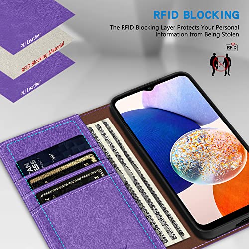 ZZXX for Samsung Galaxy A14 Wallet Case Strong Magnetic 6.6 inch,Purple - image 2
