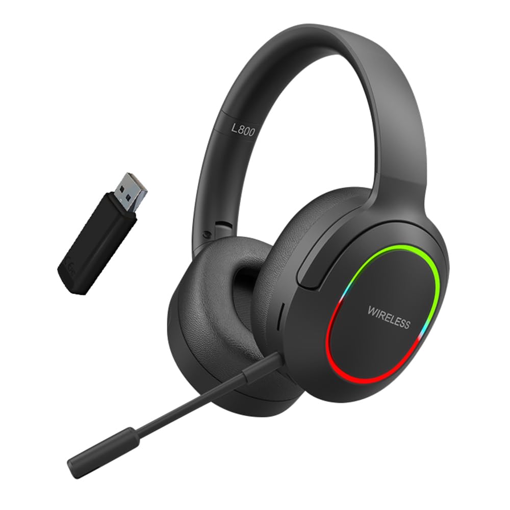 Jivoo Wireless Gaming Headset with Microphone, 2.4GHz Wireless+Bluetooth+3.5mm Wired Jack 3 Modes Wireless Gaming Headphones for PC PS4 PS5 Mac Switch