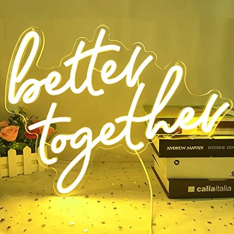 Ajoyferris Better together Neon Sign for wall decor Dimmable Better together led sign LED neon sign better together sign Art Decorative Lights for Wedding Party Birthday Anniversary Warm White Cover