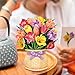 Freshcut Paper Pop Up Cards, Mini Festive Tulips, 6 Inch Mini Sized Forever Flower Bouquet 3D Popup Greeting Cards, Birthday Cards, Thank You Card, Blank Notecard & Envelope
