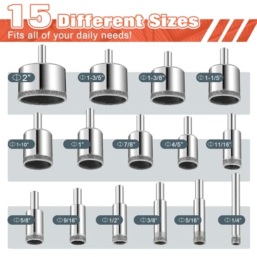 Image of Semderm Diamond Hole Saw Kit, Tile Hole Saw with Double Suction Cups, Diamond Drill Bits for Glass, Porcelain Tile, Ceramic, Grantite, Marble