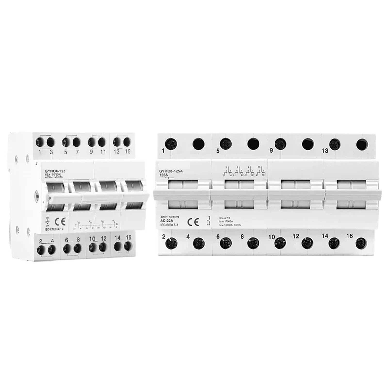 JNVFTCUX GYHO8 4P 40A 63A 100A 125A Dual Power Manual Transfer Isolating Switch Interlock Circuit Breaker Modular Changeover 1Pcs(100A)