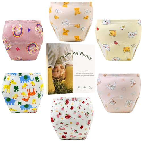 Upairy Training Pants for Boys Girls Toddler Potty Training Underwear Leakproof Reusable Kid Confident Panties Childrens Potty Underwear 100% Cotton for 2T-6T(6PCS M)