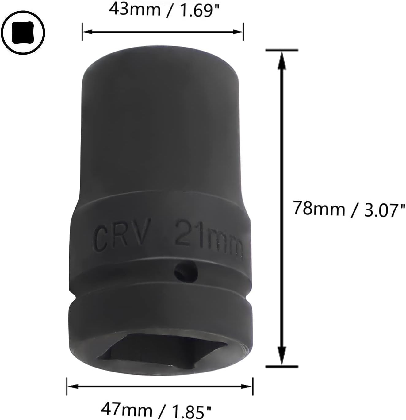Auniwaig 21mm Deep Impact Socket 1-Inch Drive Cr-V 6-Point Metric 1 Pcs