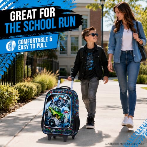 Image of CCJPX Rolling Backpack for Boys, Kids Roller School Bag with Wheels Toddler Wheeled Bookbag Elementary