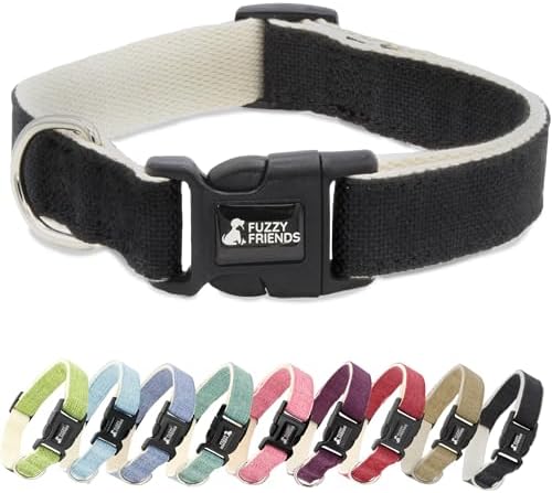 Black Hemp Dog Collar - Hypoallergenic Dog Collar - Comfortable f...