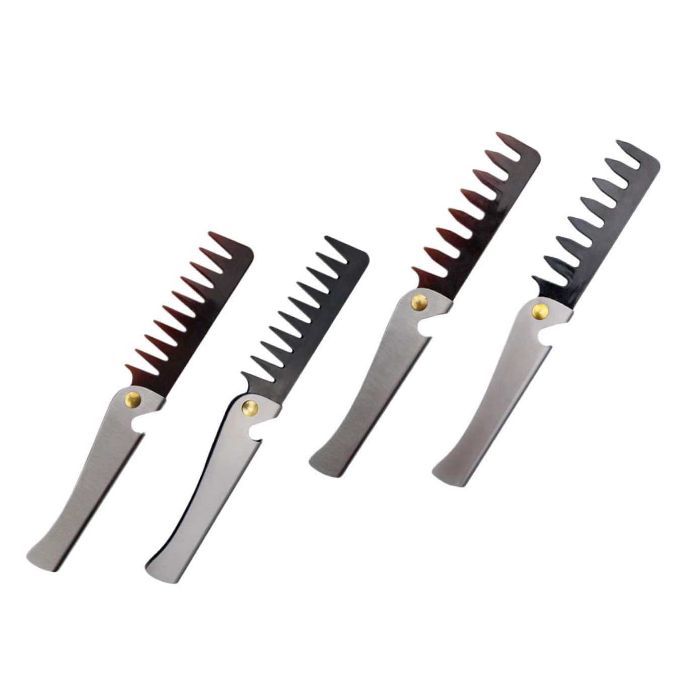 BESTYASH Set 4 Pettini Pieghevoli in Acciaio Inossidabile per Uomo e Donna, Pettine Portatile Apribottiglie, per Acconciature Vintage e Cura dei Chioma