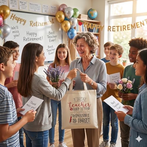 Image of CARAKNOTS Teacher Appreciation Gifts, Ivory Teacher Tote Bag | Cotton Canvas Teacher Tote with Pocket, Work Bag for Women, End of Year, Retirement, Christmas and Farewell Gifts