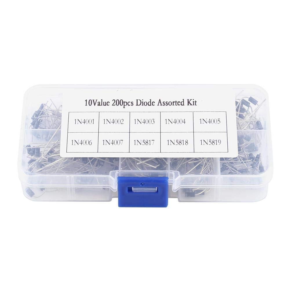 1n4001, 200 sztuk 10-wartościowych diod prostowniczych, zestaw elektroniki, 1N4001~1N4007 1N5817~1N5819, zestaw diod z przezroczystym pudełkiem