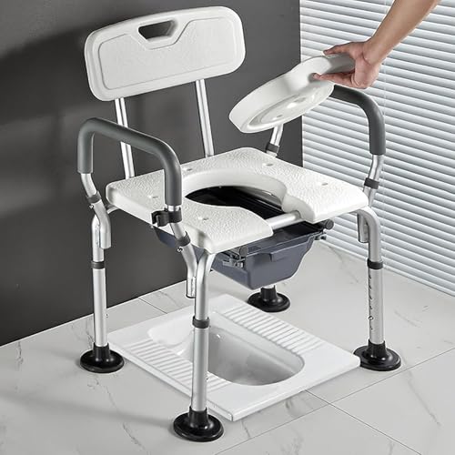 Chaise percée de chevet réglable et siège de toilette surélevé