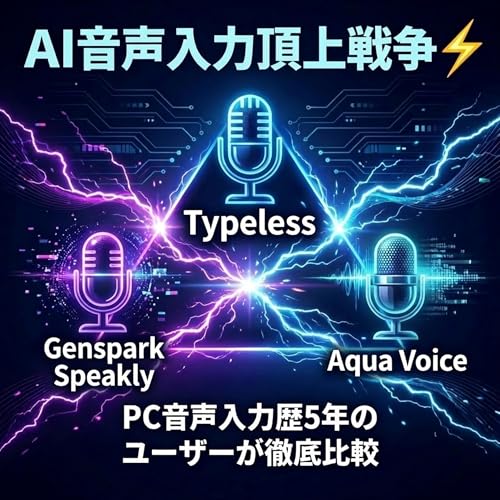 AI音声入力頂上戦争⚡️最強は？Typless/Genspark Spleakly/Aqua Voiceおすすめは？新サービス vs 定番アクアボイス