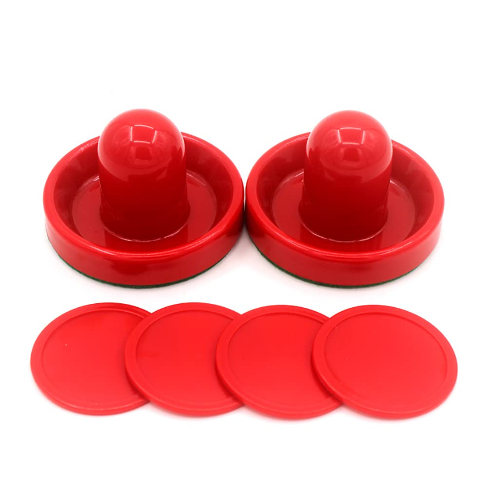 Set da Hockey da Tavolo 4 x 96 mm 4 cursori per Air Hockey con 4 Flanella 8 Dischi - Rosso