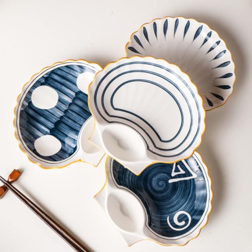 Plato de cerámica estilo japonés en forma de concha 8.5 pulg miniatura 4