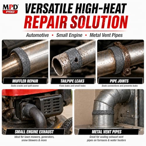 Image of MPD Muffler Cement Putty - 16 oz | Seals Exhaust Leaks, Cracks & Holes | Heat Resistant Up to 2000F | Easy Application for Automotive Repairs - Pack of 12
