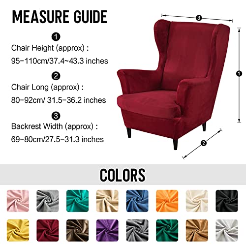 Fundas elásticas para Silla Mingfuxin Wingback Juego de 2 Protector de Muebles Lavable 4