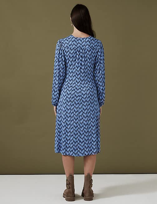 Image of Marks & Spencer Women's Jersey Floral V-Neck Knee Length Tea Dress
