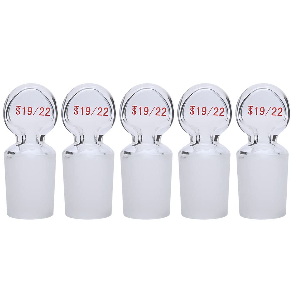 ADAMAS-BETA Glass Penny Head Glass Hollow Stopper for 19/22 Outer Joint, Borosilicate Glass, with Closed Bottom (5 Pcs)