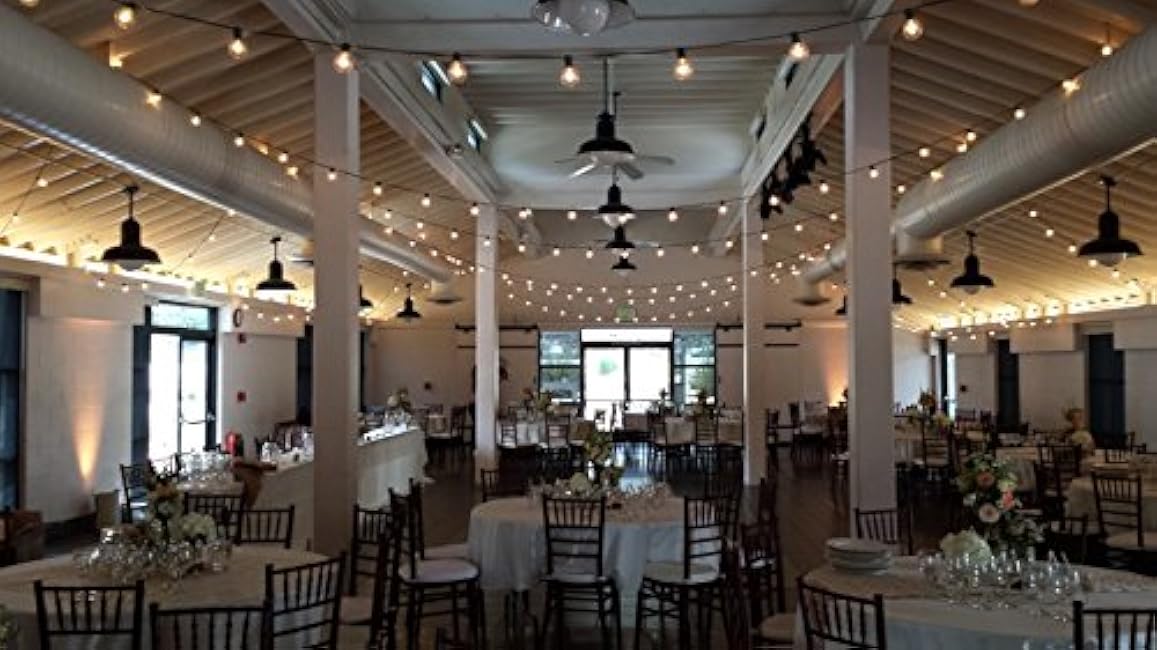 Hometown Evolution, Inc. 50 Foot G50 Patio Globe String Lights with 2 Inch Clear Bulbs with Green Wire (+2 Free Spares) for Outdoor String Lighting