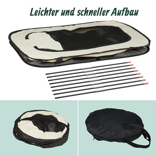 Relaxdays Welpenauslauf faltbar, HBT: 43x71x55 cm, Indoor & Outdoor, tragbarer Hundelaufstall, Oxford-Stoff, Mehrfarbig