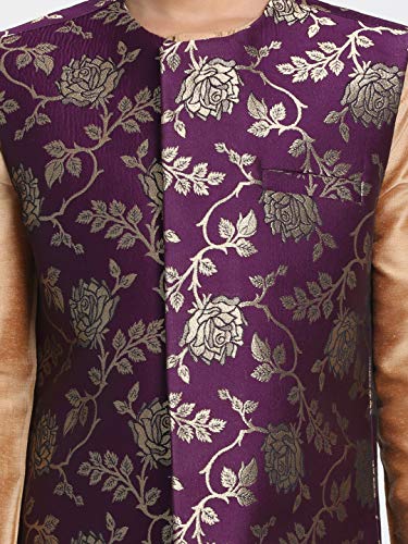 Image of JBN Creation Black Cotton Silk Blend Boys Nehru Modi Jacket